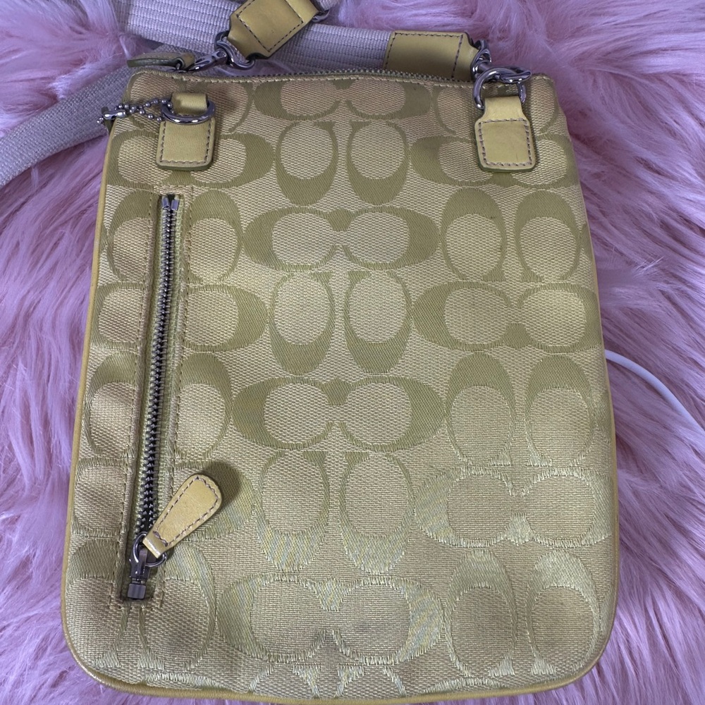Coach Signature Crossbody Bag in Yellow and Olive - Picture 2 of 4
